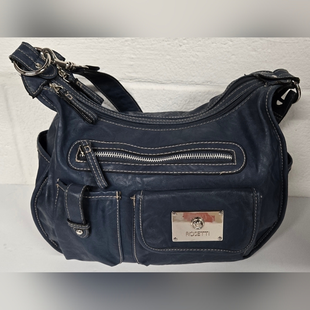 Rosetti Blue Shoulder Hand Bag Purse Many Compartments CLEAN